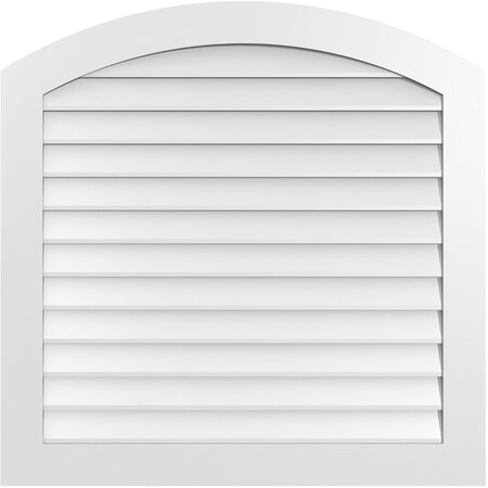 Ekena Millwork Arch Top Surface Mount PVC Gable Vent: Functional, w/ 3-1/2"W x 1"P Standard Frame, 40"W x 40"H GVPAR40X4001SF